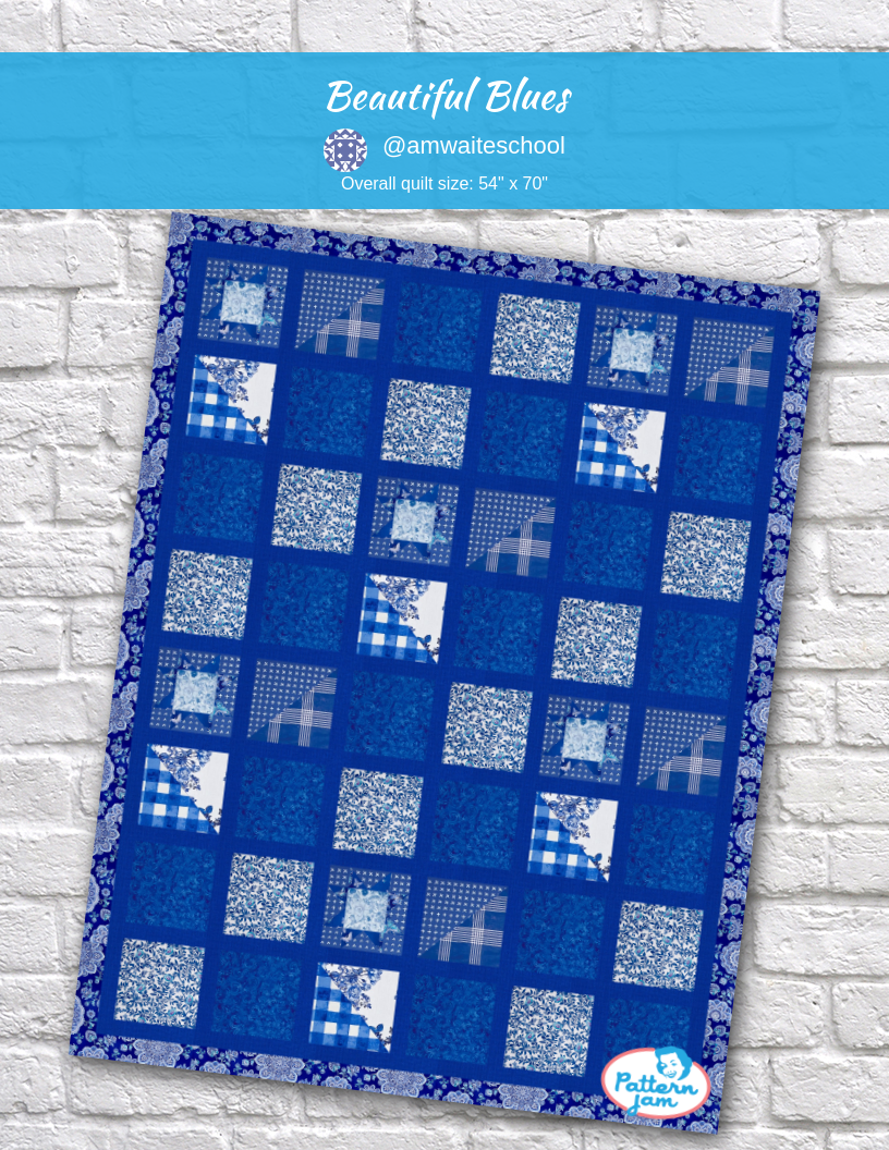 Beautiful Blues - custom quilt designed by &#64;amwaiteschool using PatternJam quilt design software