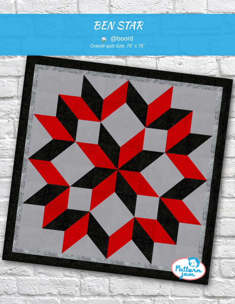 BEN  STAR - custom quilt designed by &#64;boord using PatternJam quilt design software