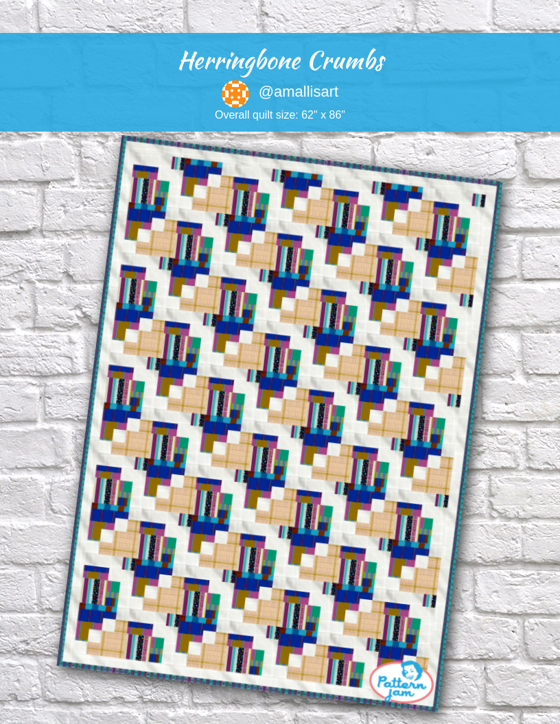 Herringbone crumbs - custom quilt designed by &#64;amallisart using PatternJam quilt design software