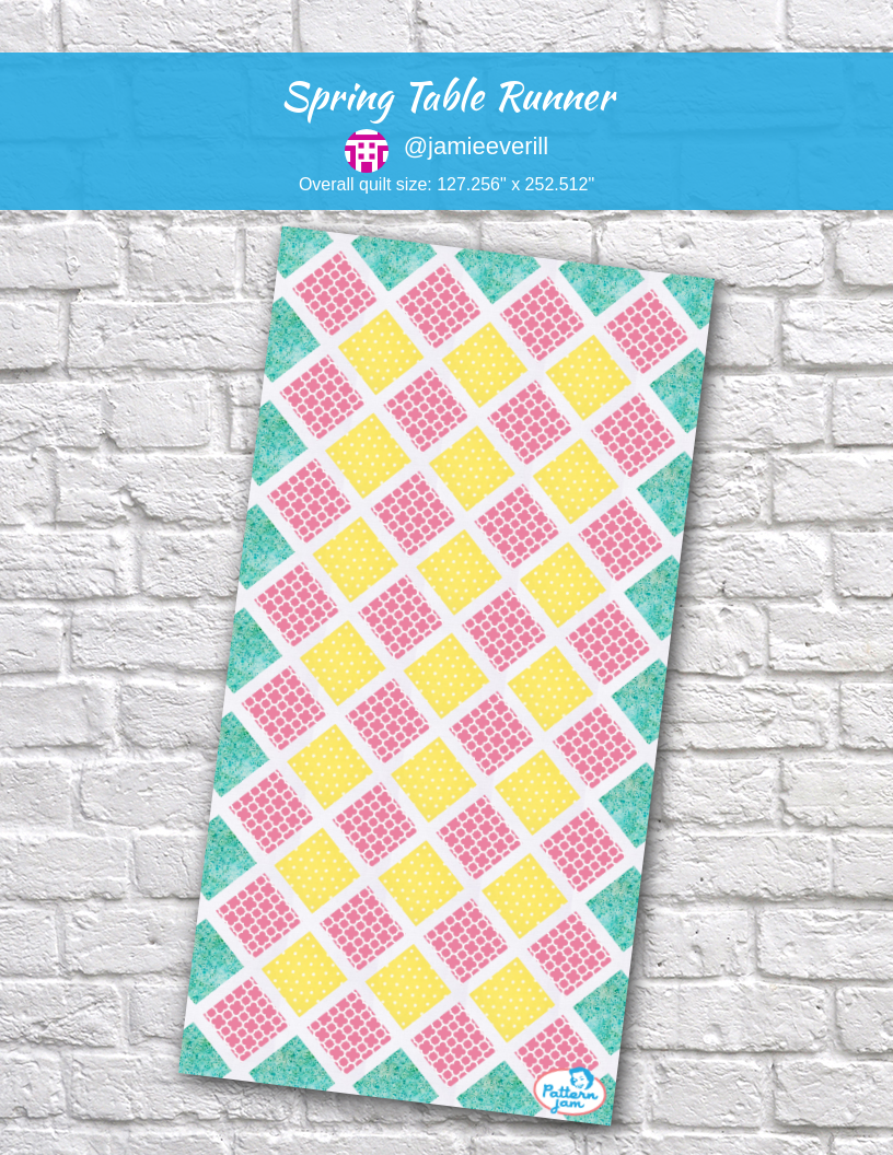 Spring Table runner - custom quilt designed by &#64;jamieeverill using PatternJam quilt design software