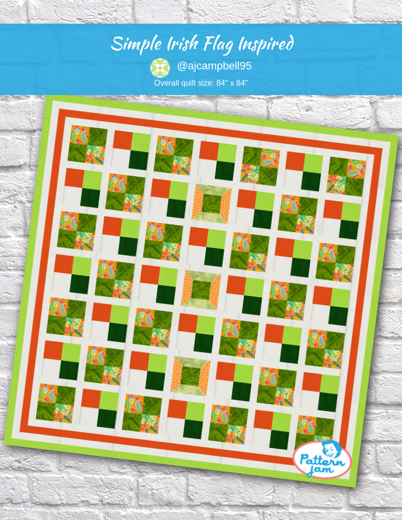 simple irish flag inspired - custom quilt designed by &#64;ajcampbell95 using PatternJam quilt design software