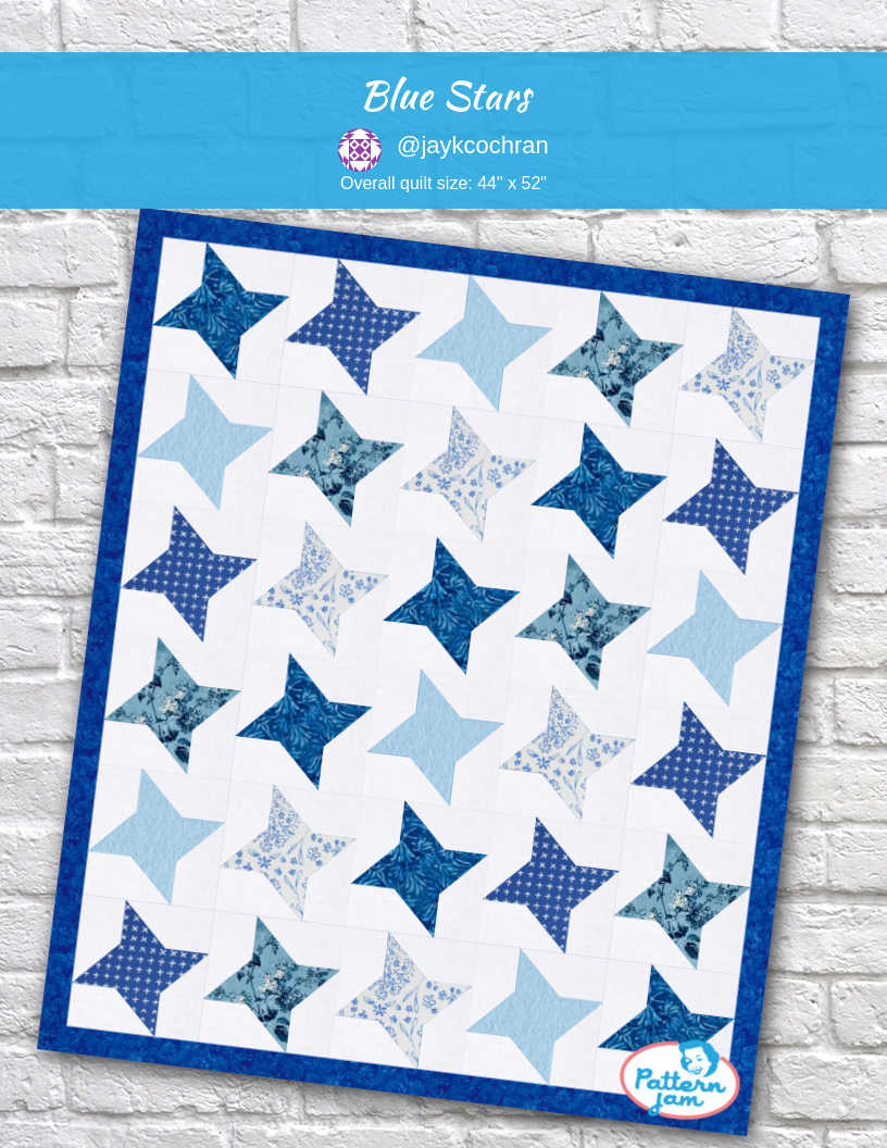 Blue Stars - custom quilt designed by &#64;jaykcochran using PatternJam quilt design software