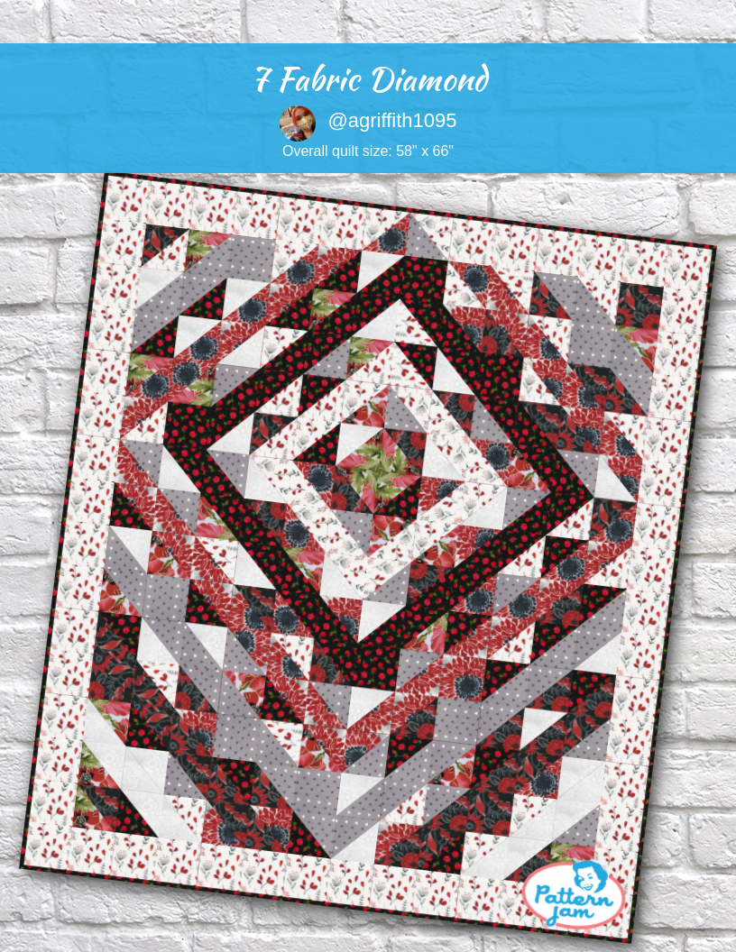 7 fabric diamond - custom quilt designed by &#64;agriffith1095 using PatternJam quilt design software