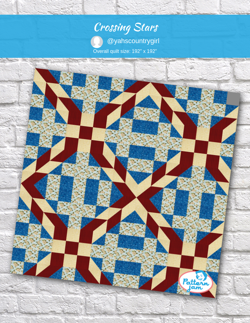 crossing stars - custom quilt designed by &#64;yahscountrygirl using PatternJam quilt design software