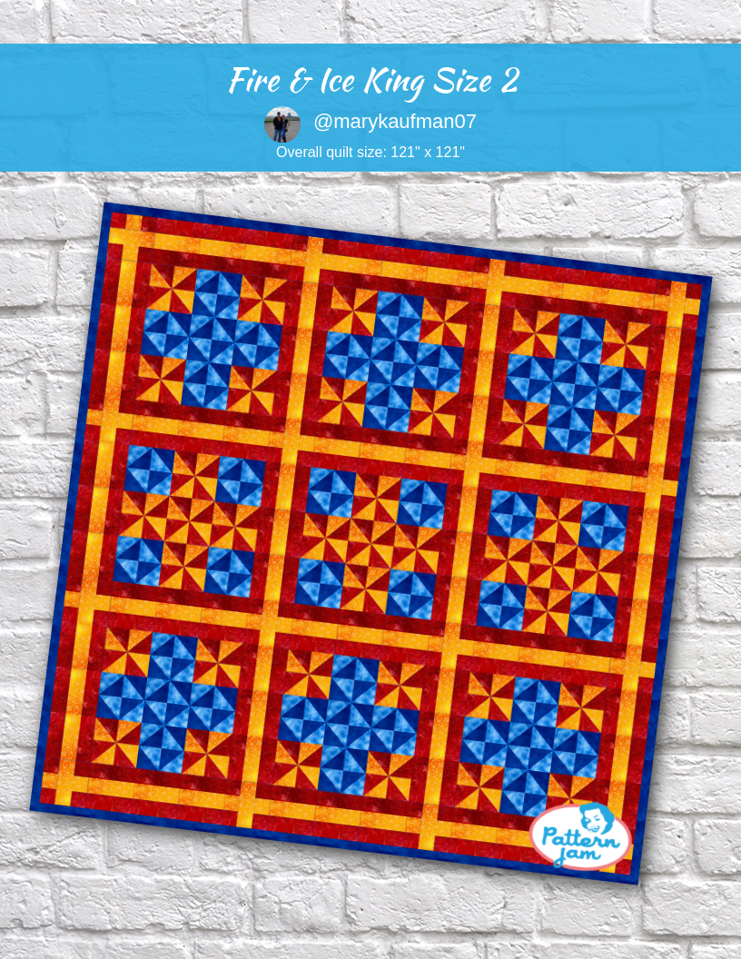 Fire & Ice King Size 2 - custom quilt designed by &#64;marykaufman07 using PatternJam quilt design software