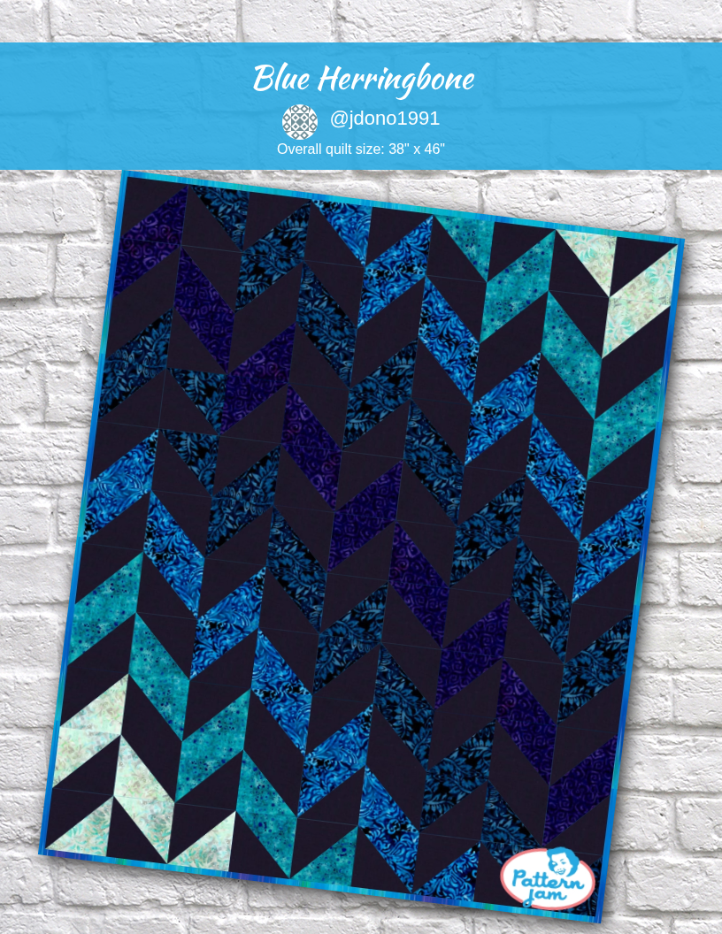 Blue Herringbone - custom quilt designed by @jdono1991 using PatternJam quilt design software