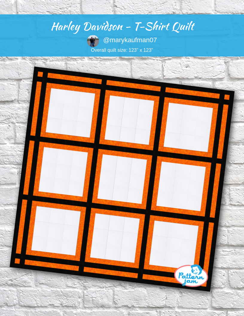 Harley Davidson - T-Shirt Quilt - custom quilt designed by &#64;marykaufman07 using PatternJam quilt design software