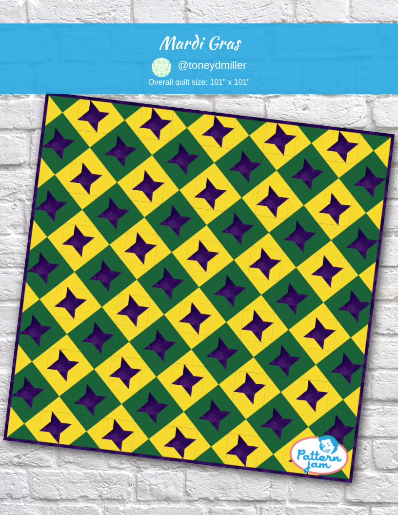 Mardi Gras - custom quilt designed by &#64;toneydmiller using PatternJam quilt design software