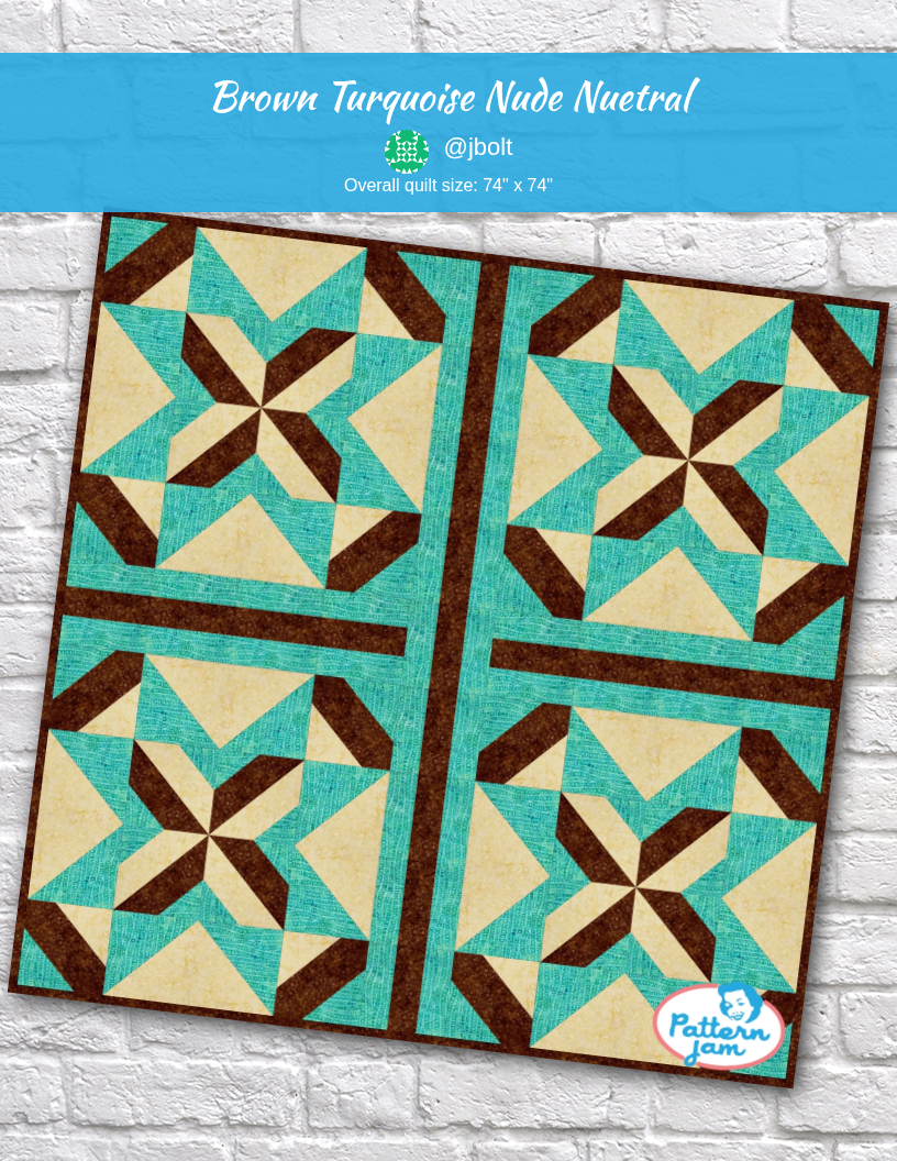 Brown Turquoise Nude Nuetral - custom quilt designed by @jbolt using PatternJam quilt design software