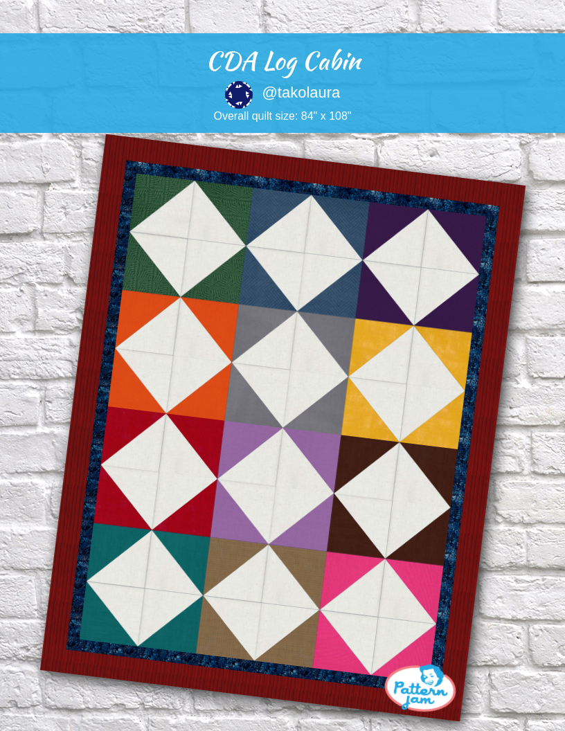 CDA Log Cabin - custom quilt designed by &#64;takolaura using PatternJam quilt design software