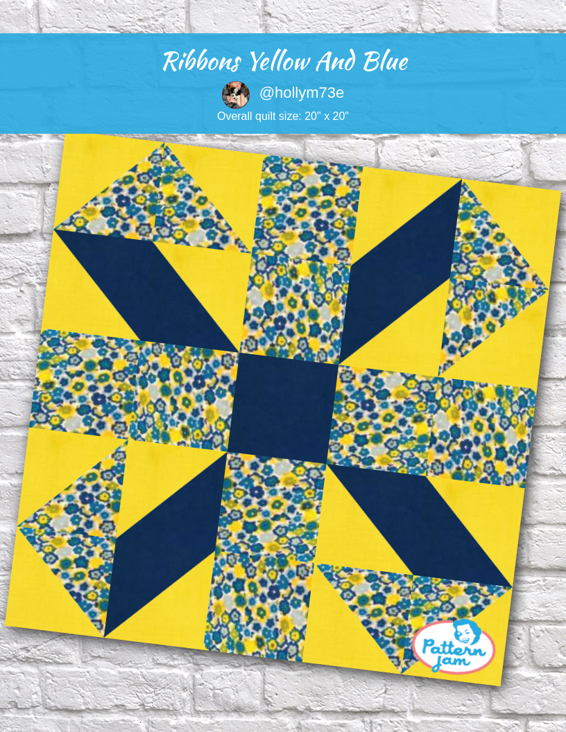 Ribbons Yellow and Blue - custom quilt designed by &#64;hollym73e using PatternJam quilt design software