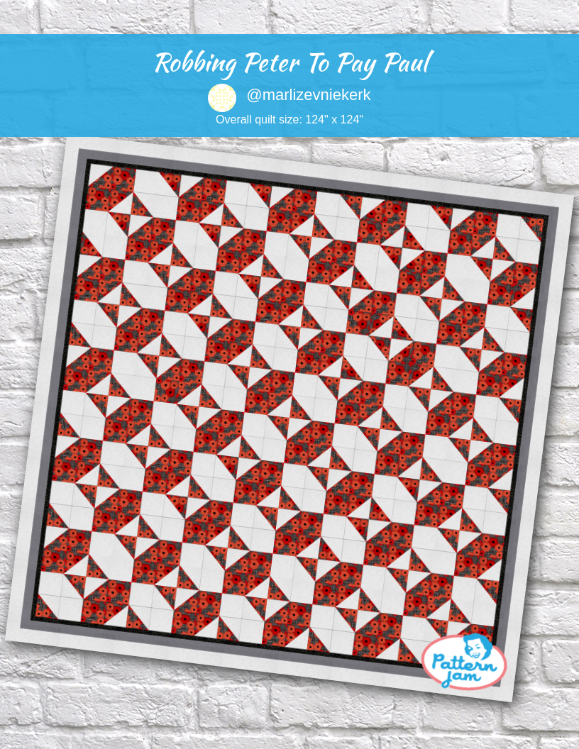 Robbing Peter to pay Paul - custom quilt designed by &#64;marlizevniekerk using PatternJam quilt design software