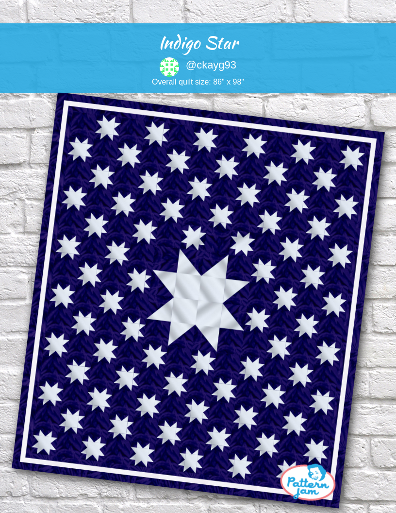 Indigo Star - custom quilt designed by &#64;ckayg93 using PatternJam quilt design software