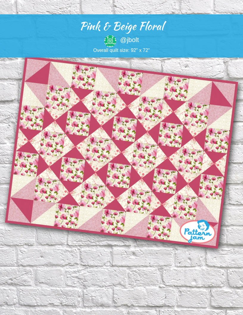 Pink & Beige Floral - custom quilt designed by @jbolt using PatternJam quilt design software