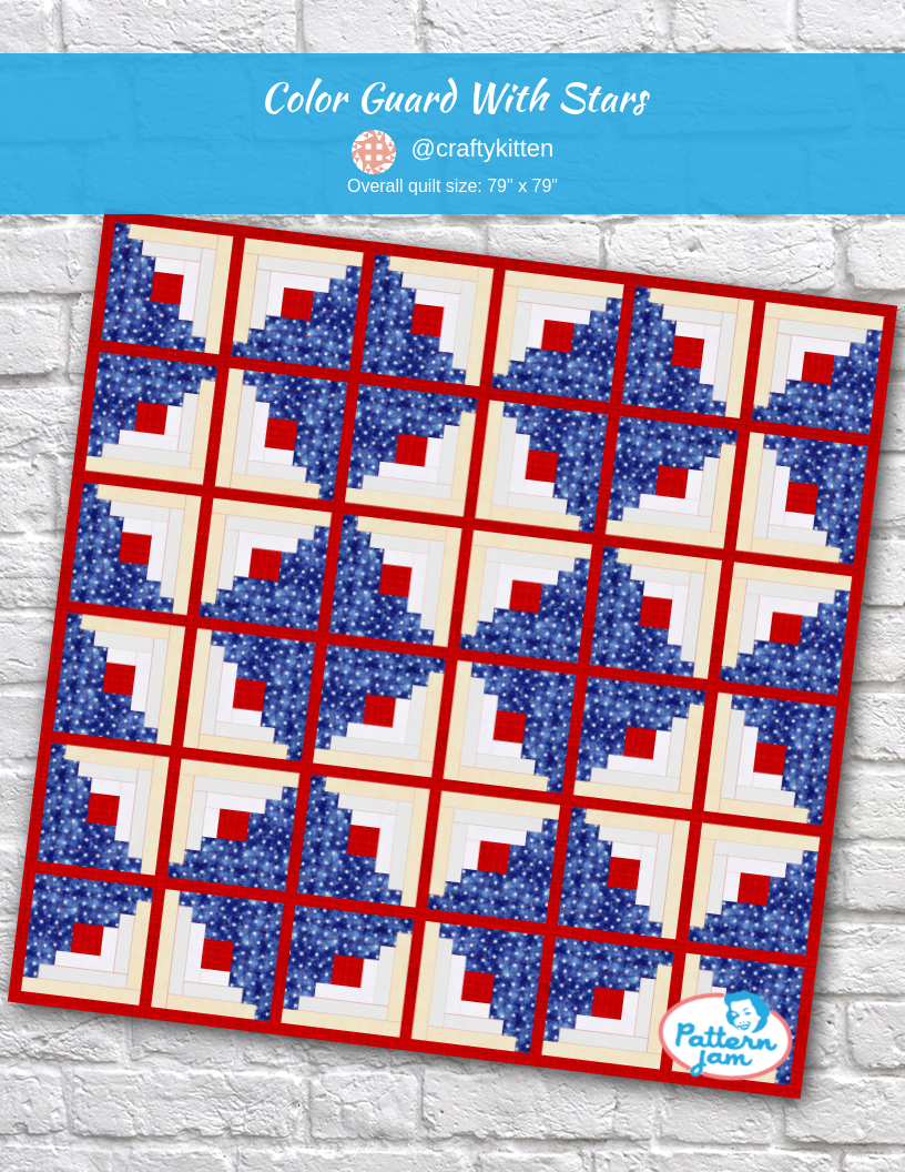 Color Guard with Stars - custom quilt designed by &#64;craftykitten using PatternJam quilt design software
