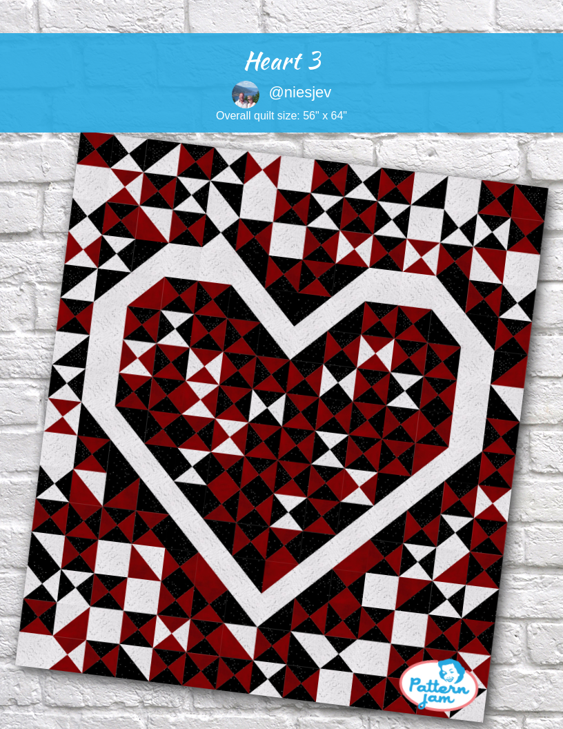 heart 3 - custom quilt designed by &#64;niesjev using PatternJam quilt design software
