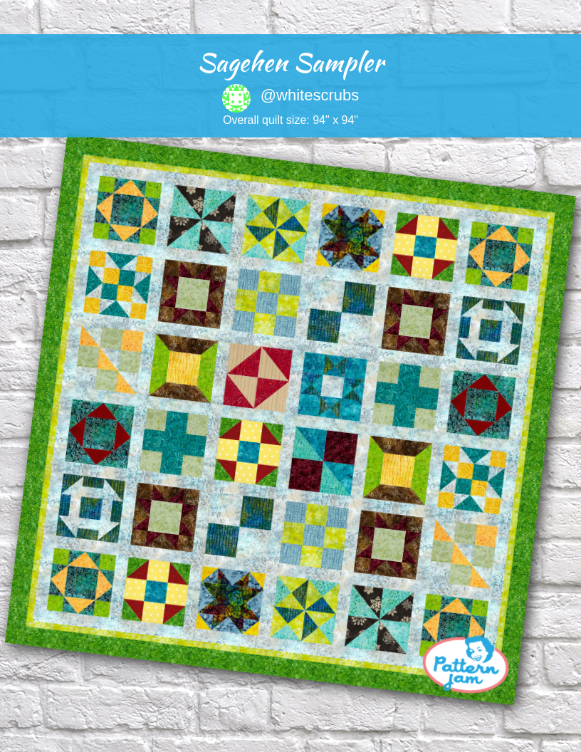 sagehen sampler - custom quilt designed by &#64;whitescrubs using PatternJam quilt design software