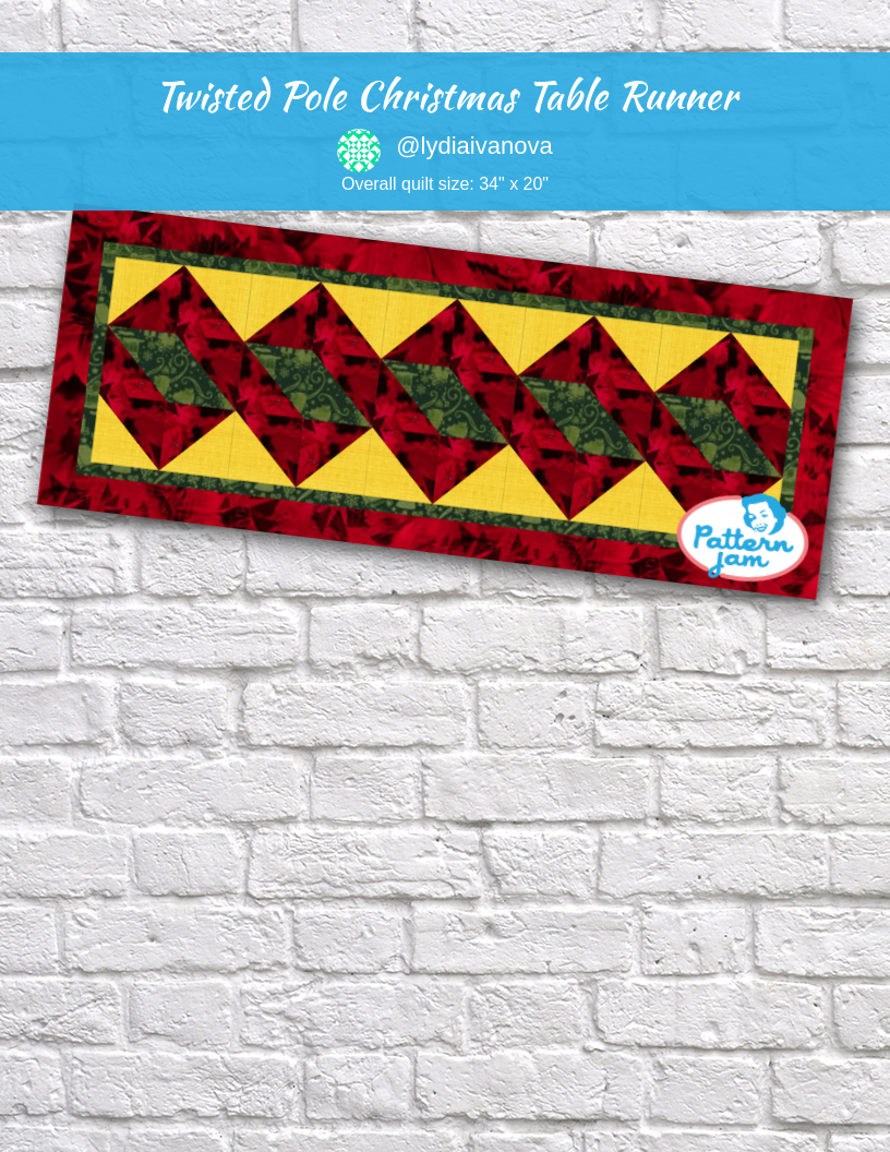 Twisted pole Christmas table runner - custom quilt designed by &#64;lydiaivanova using PatternJam quilt design software