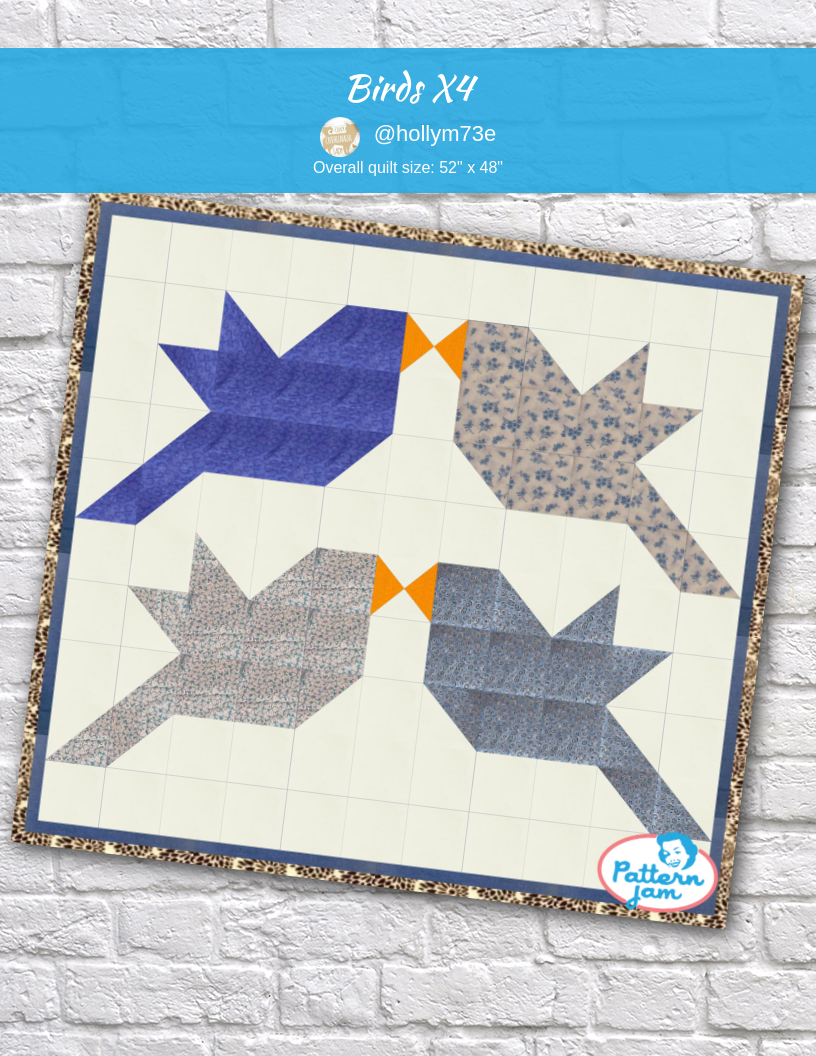 Birds x4 - custom quilt designed by &#64;hollym73e using PatternJam quilt design software