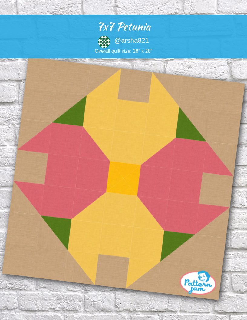 7x7 Petunia - custom quilt designed by &#64;arsha821 using PatternJam quilt design software