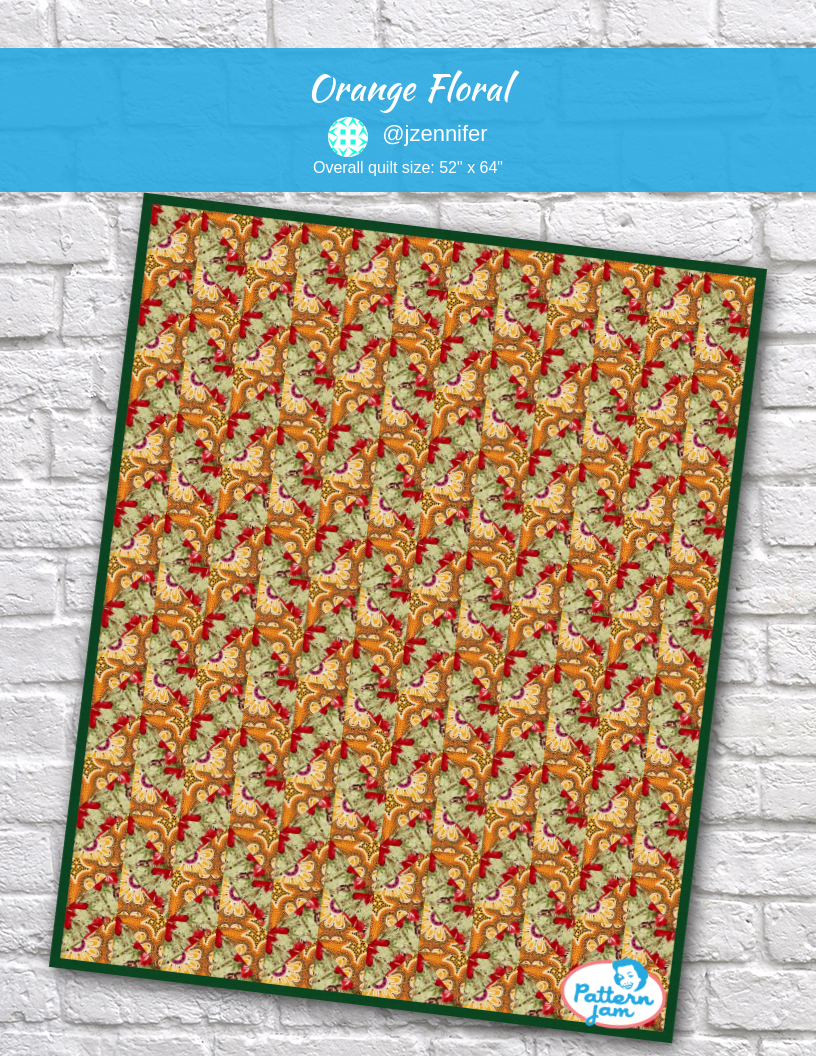 orange floral - custom quilt designed by &#64;jzennifer using PatternJam quilt design software
