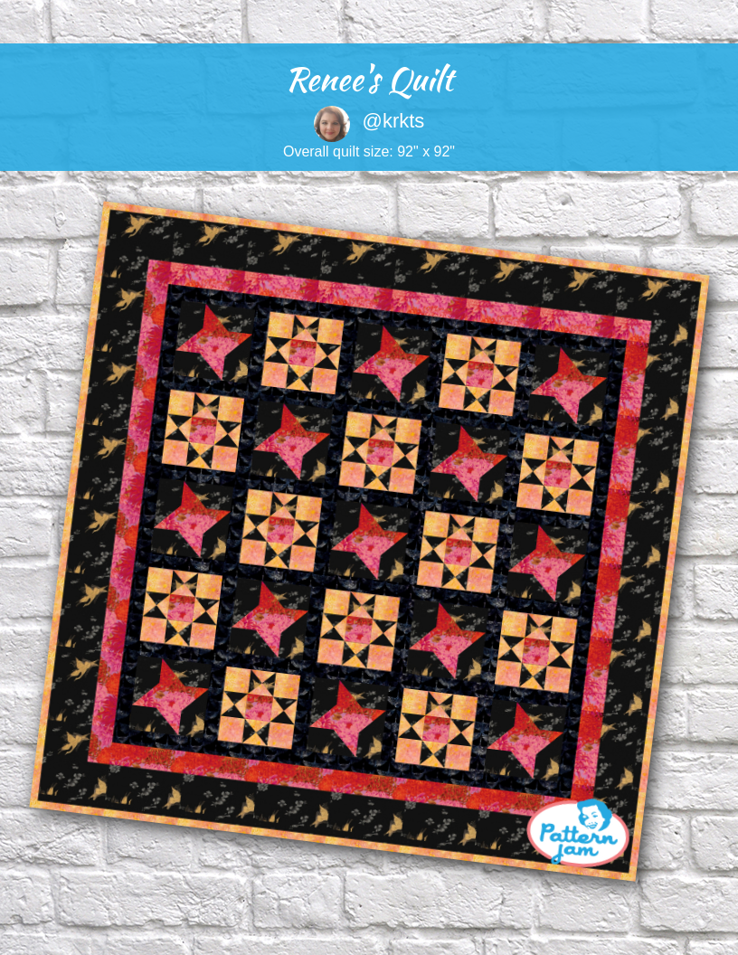Renee's quilt - custom quilt designed by &#64;krkts using PatternJam quilt design software