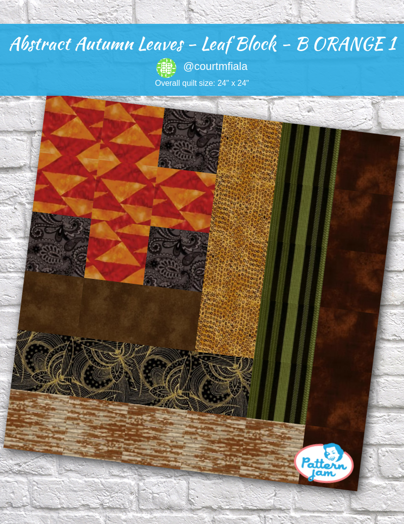 Abstract autumn leaves - leaf block - B ORANGE 1 - custom quilt designed by &#64;courtmfiala using PatternJam quilt design software