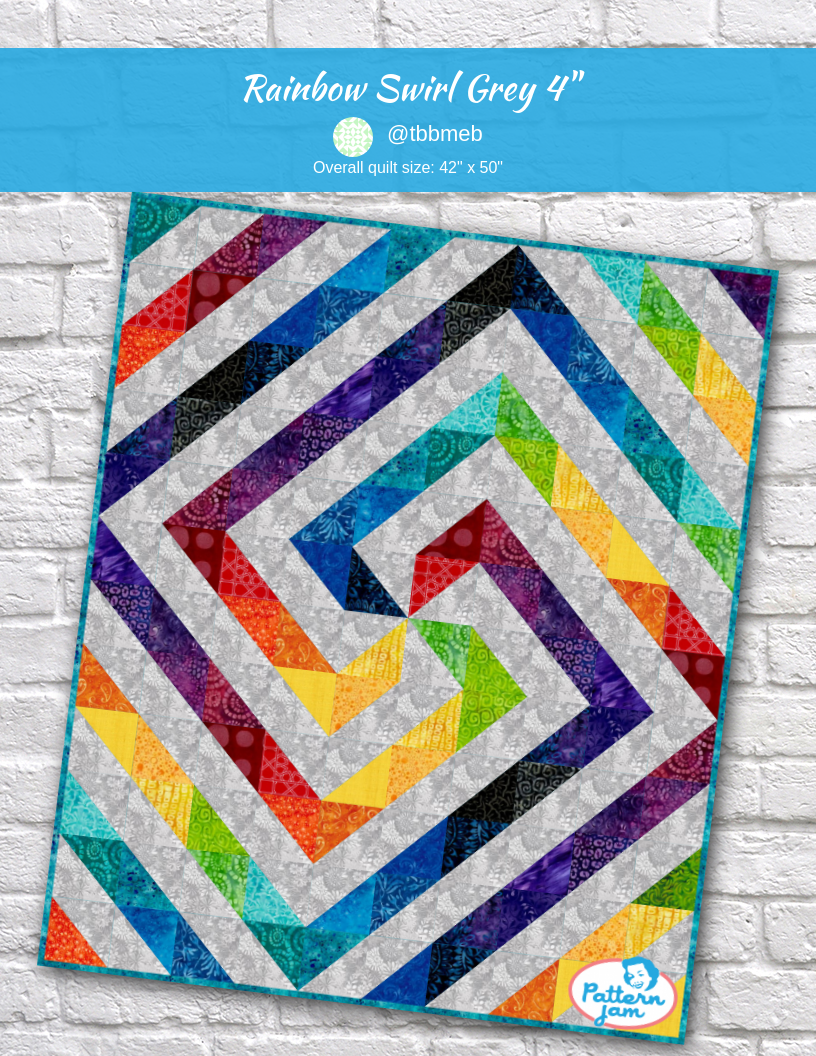 Rainbow Swirl Grey 4" - custom quilt designed by &#64;tbbmeb using PatternJam quilt design software