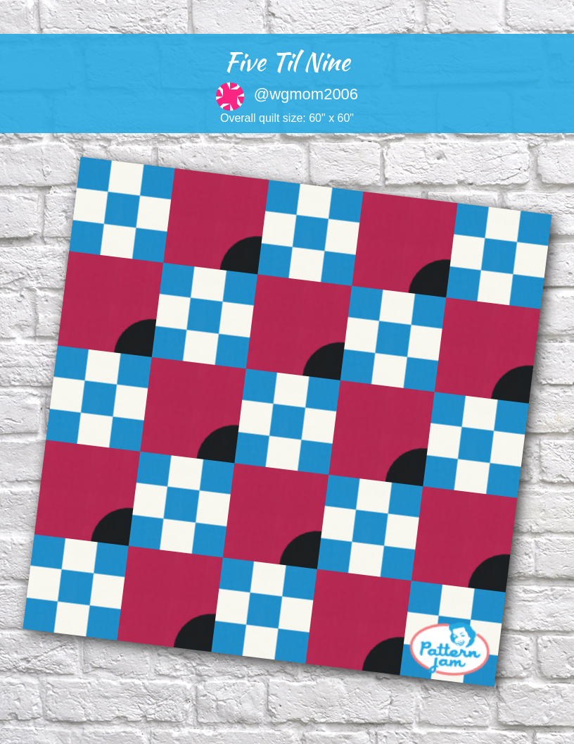 Five til Nine - custom quilt designed by &#64;wgmom2006 using PatternJam quilt design software