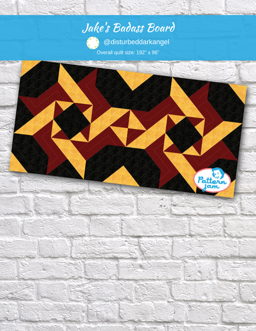 Jake's badass board - custom quilt designed by &#64;disturbeddarkangel using PatternJam quilt design software