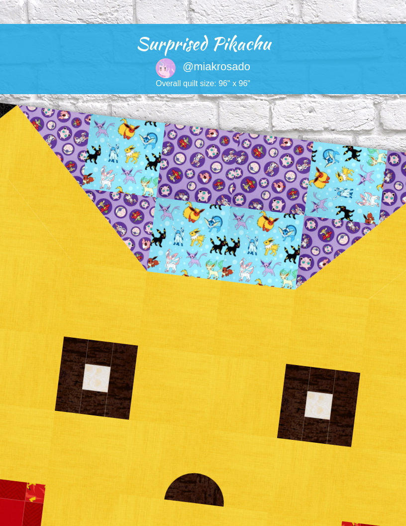 Surprised Pikachu - custom quilt designed by &#64;miakrosado using PatternJam quilt design software
