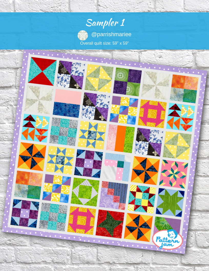 Sampler 1 - custom quilt designed by &#64;parrishmariee using PatternJam quilt design software