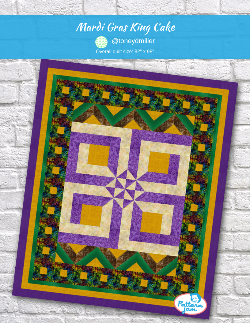 Mardi Gras King cake - custom quilt designed by &#64;toneydmiller using PatternJam quilt design software