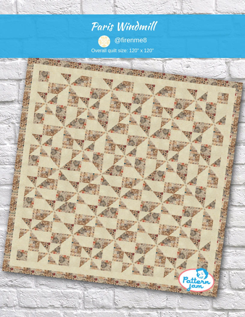 Paris Windmill - custom quilt designed by &#64;firenme8 using PatternJam quilt design software