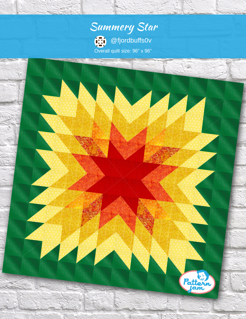 Summery star - custom quilt designed by &#64;fjordbuffs0v using PatternJam quilt design software