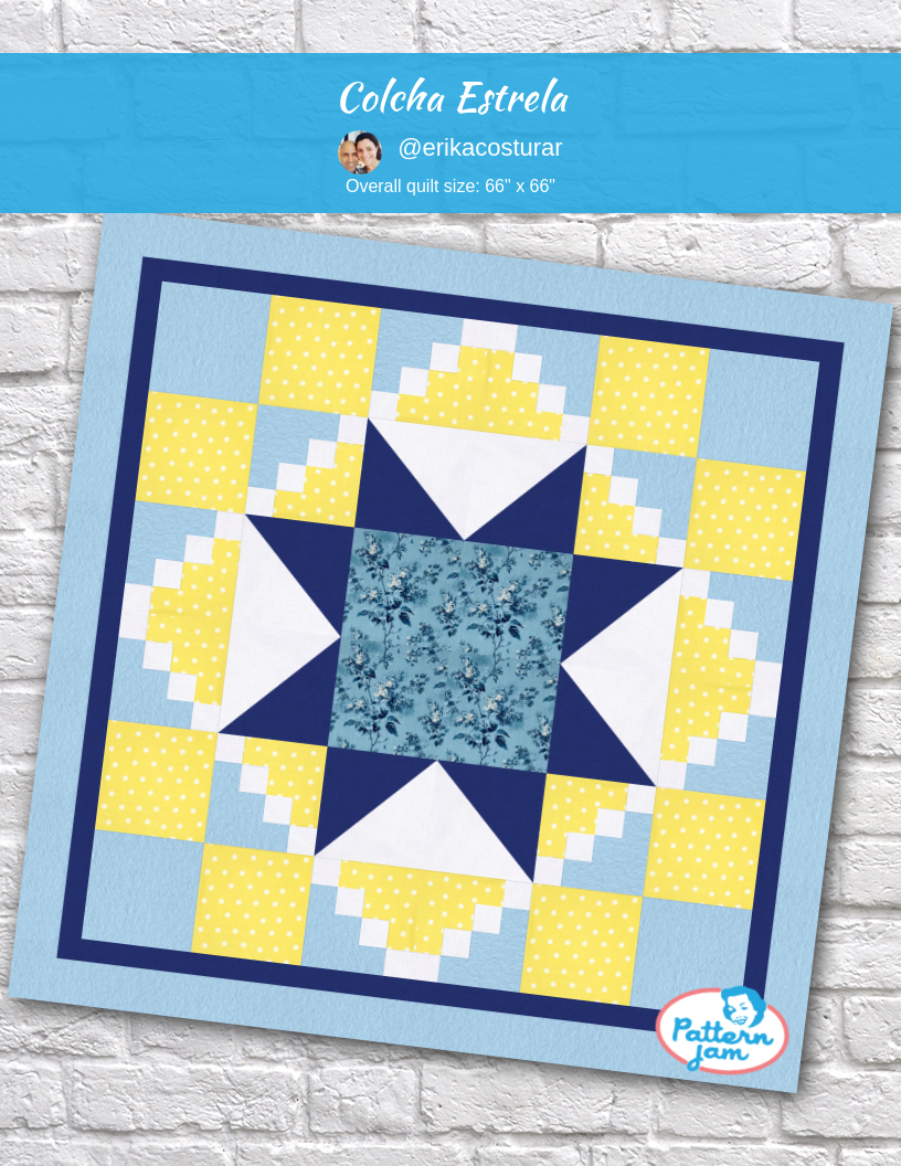 Colcha Estrela - custom quilt designed by &#64;erikacosturar using PatternJam quilt design software