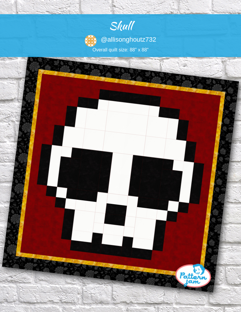 skull - custom quilt designed by &#64;allisonghoutz732 using PatternJam quilt design software