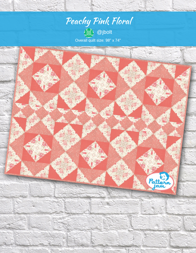 Peachy Pink Floral - custom quilt designed by @jbolt using PatternJam quilt design software