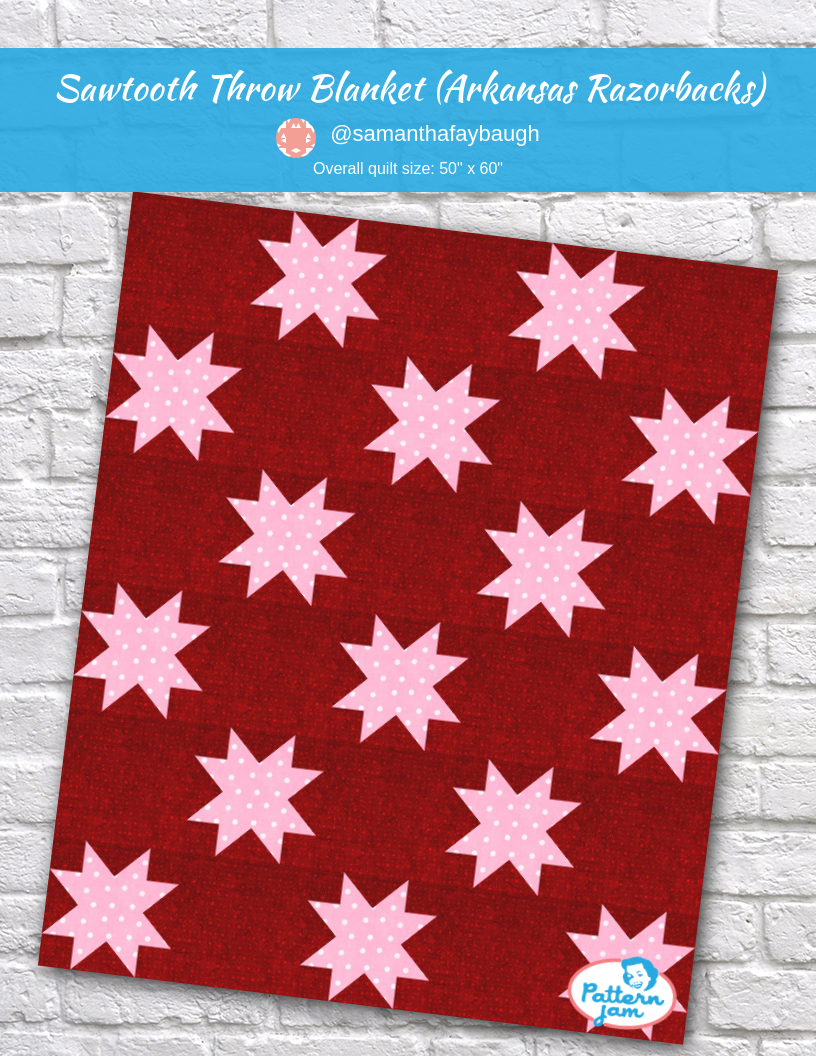 Sawtooth Throw Blanket (Arkansas Razorbacks) - custom quilt designed by &#64;samanthafaybaugh using PatternJam quilt design software