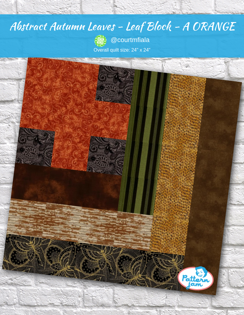 Abstract autumn leaves - leaf block - A ORANGE - custom quilt designed by &#64;courtmfiala using PatternJam quilt design software