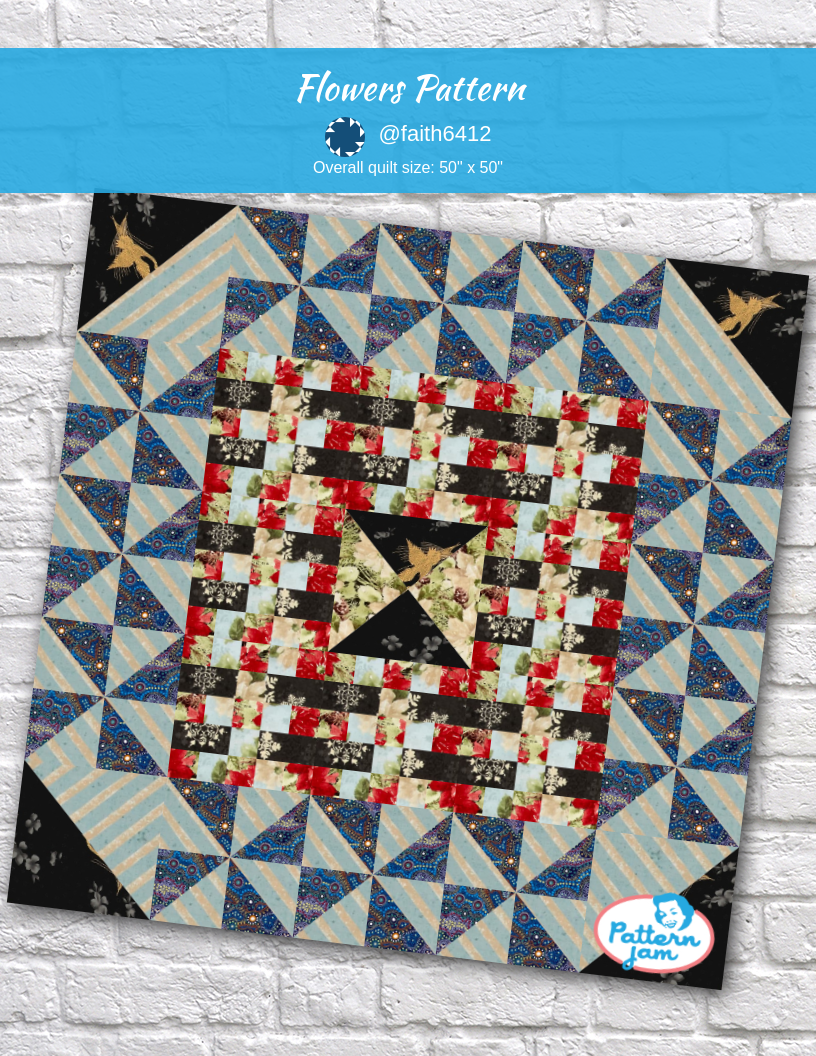 Flowers pattern - custom quilt designed by &#64;faith6412 using PatternJam quilt design software