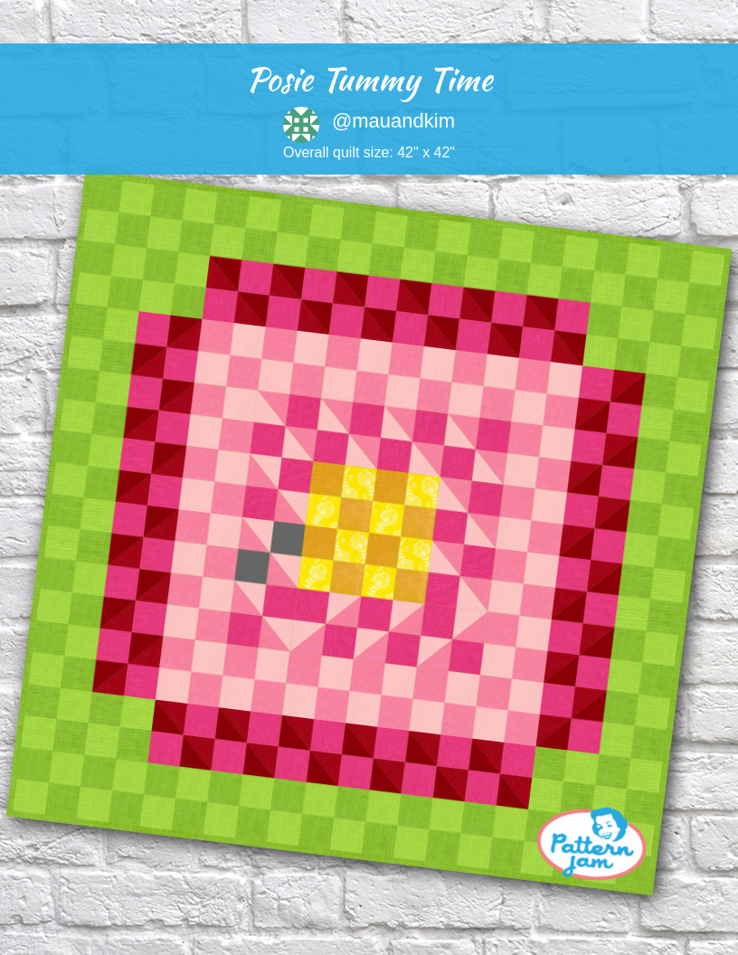 Posie Tummy Time - custom quilt designed by &#64;mauandkim using PatternJam quilt design software