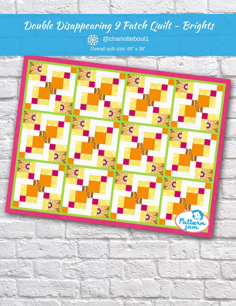 Double Disappearing 9 Patch Quilt - Brights - custom quilt designed by &#64;charlotteboul1 using PatternJam quilt design software