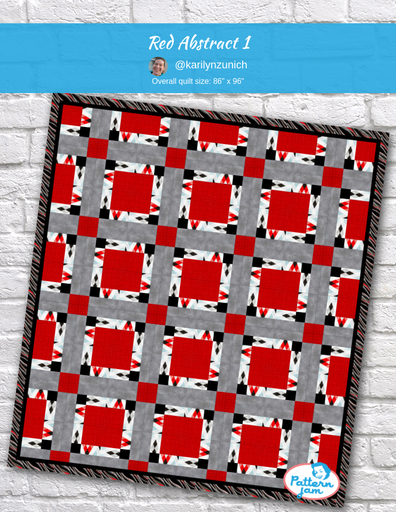 Red Abstract 1 - custom quilt designed by &#64;karilynzunich using PatternJam quilt design software