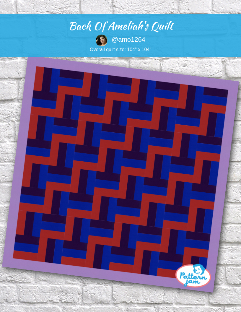 Back of Ameliah's Quilt - custom quilt designed by &#64;amo1264 using PatternJam quilt design software
