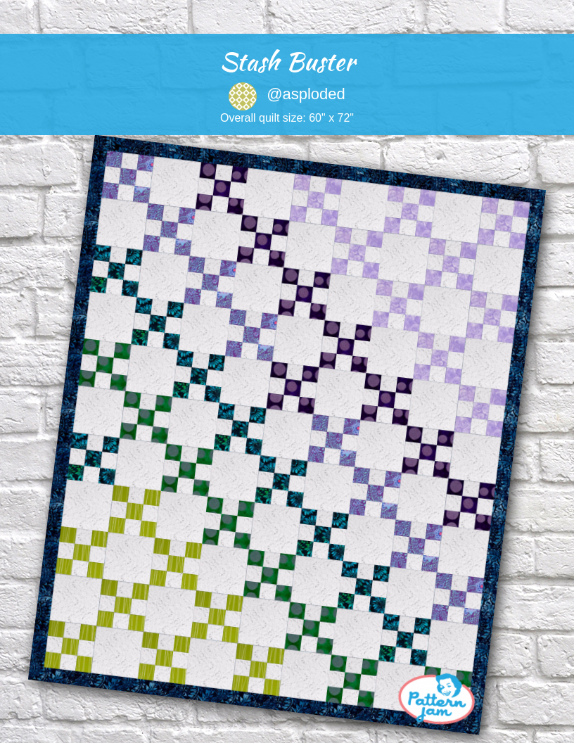 Stash buster - custom quilt designed by &#64;asploded using PatternJam quilt design software