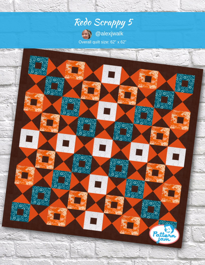 Redo scrappy 5 - custom quilt designed by &#64;alexjwalk using PatternJam quilt design software