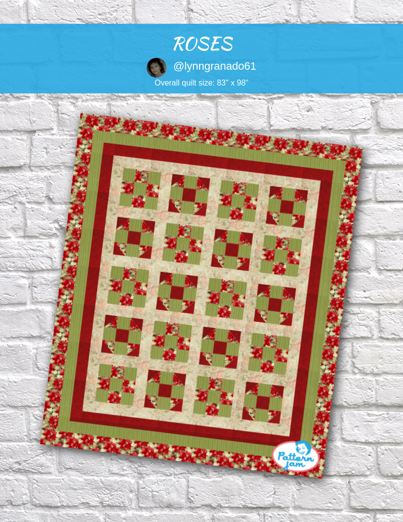 ROSES - custom quilt designed by &#64;lynngranado61 using PatternJam quilt design software