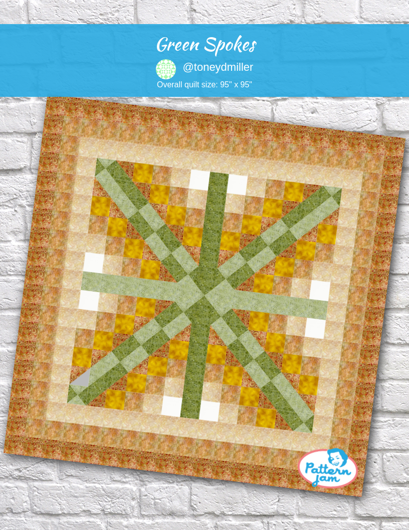 Green Spokes - custom quilt designed by &#64;toneydmiller using PatternJam quilt design software