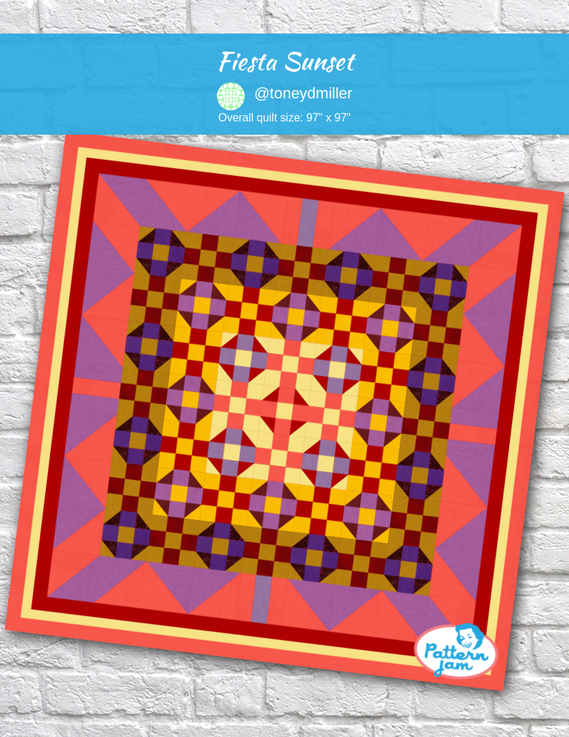 Fiesta Sunset - custom quilt designed by &#64;toneydmiller using PatternJam quilt design software